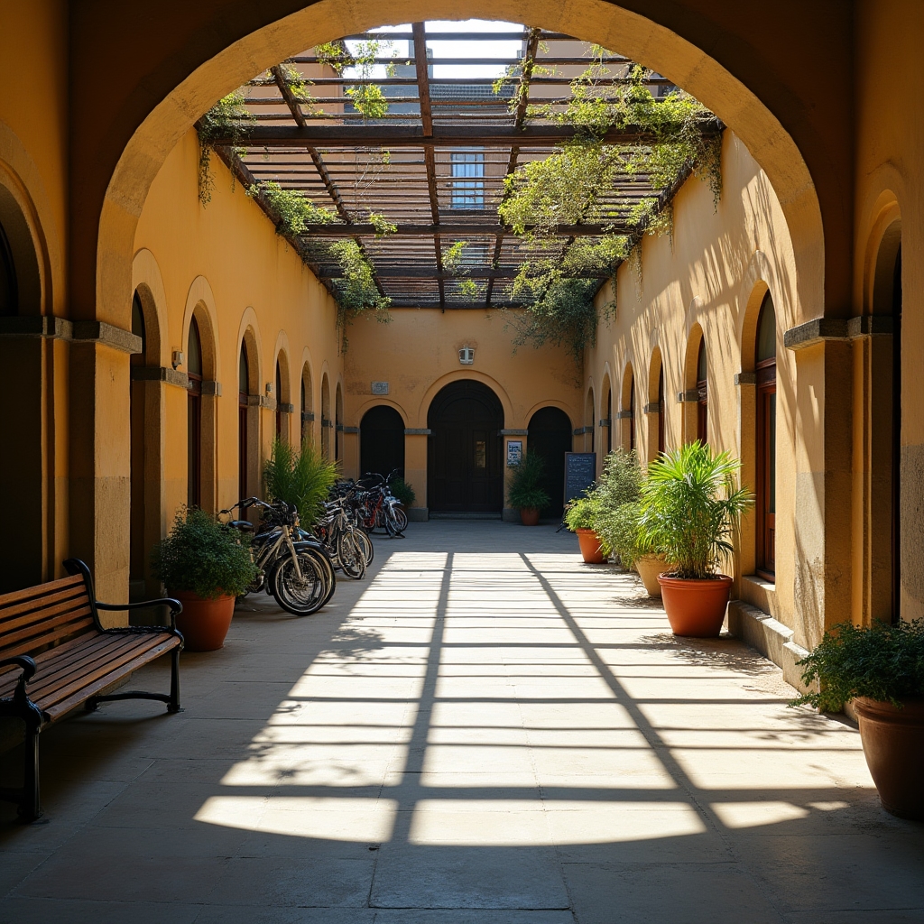 Cortile luminoso dell'associazione culturale a Torino dove si svolge il corso di manutenzione bici